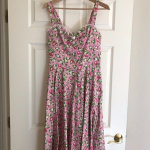 Nancy dress in pink lemonade print.